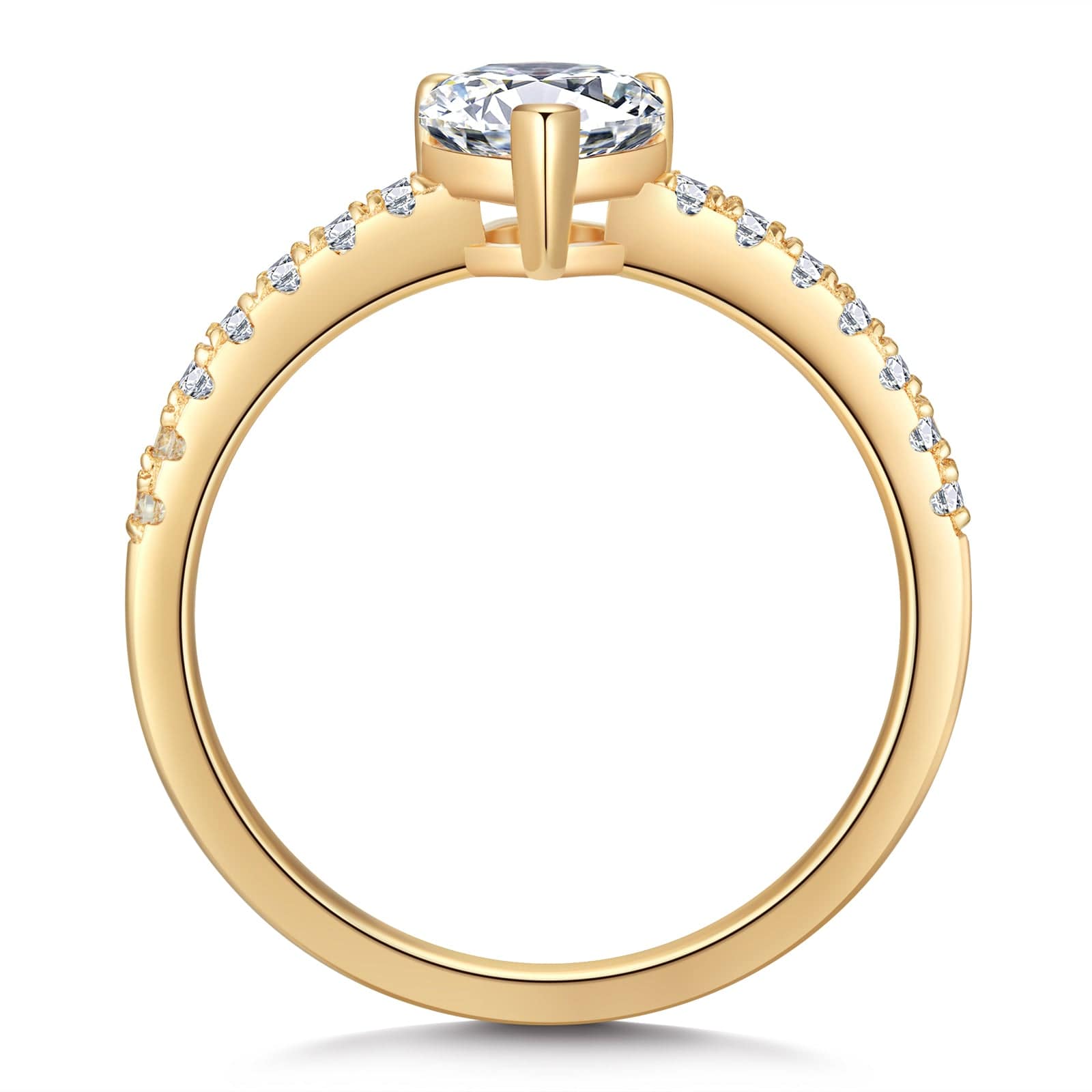 GENUINE LOVE Pave Engagement Ring - 1.01 Carat 14K Yellow Gold with a Pear Brilliant Cut Lab-Grown Diamond