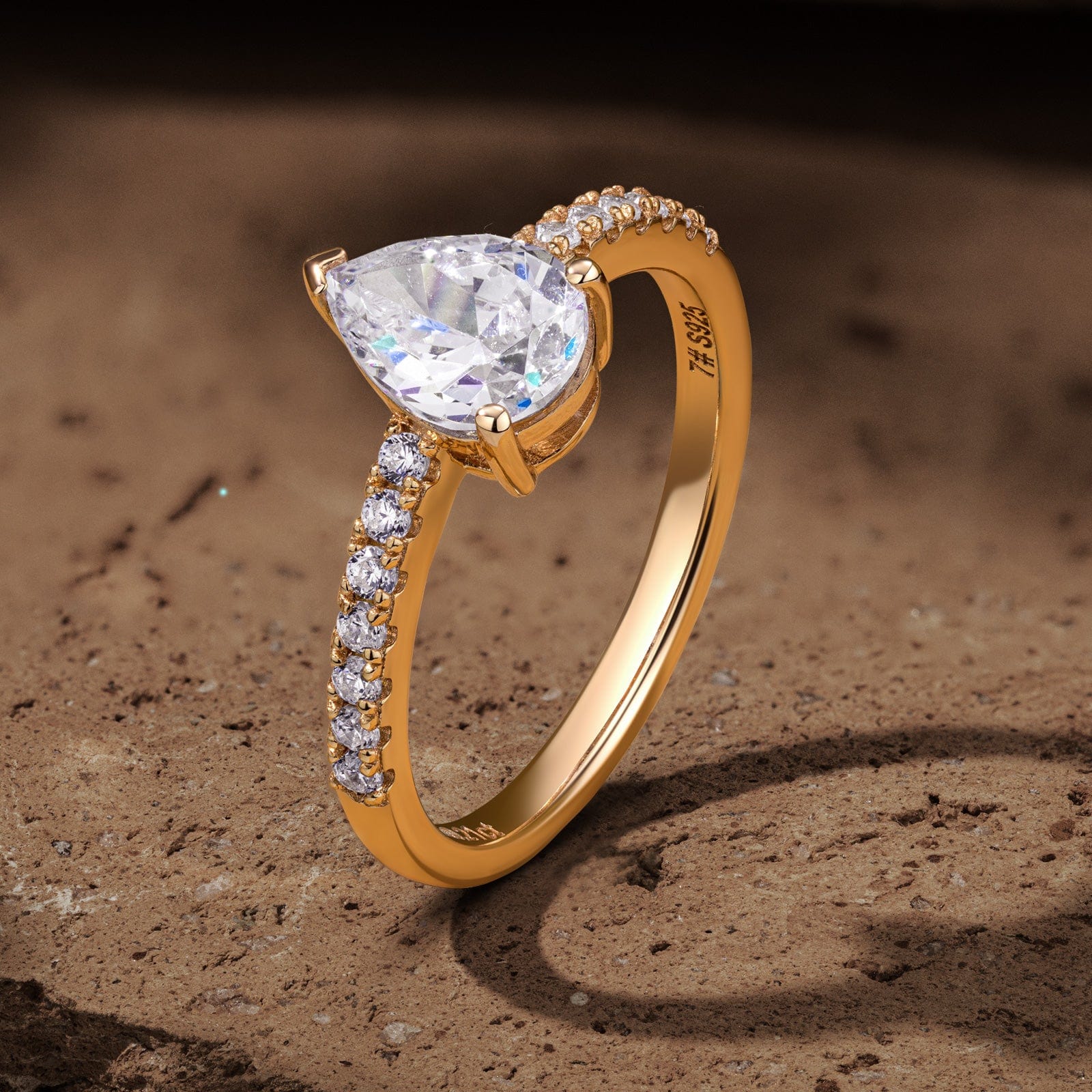 GENUINE LOVE Pave Engagement Ring - 1.01 Carat 18K Yellow Gold with a Pear Brilliant Cut Lab-Grown Diamond