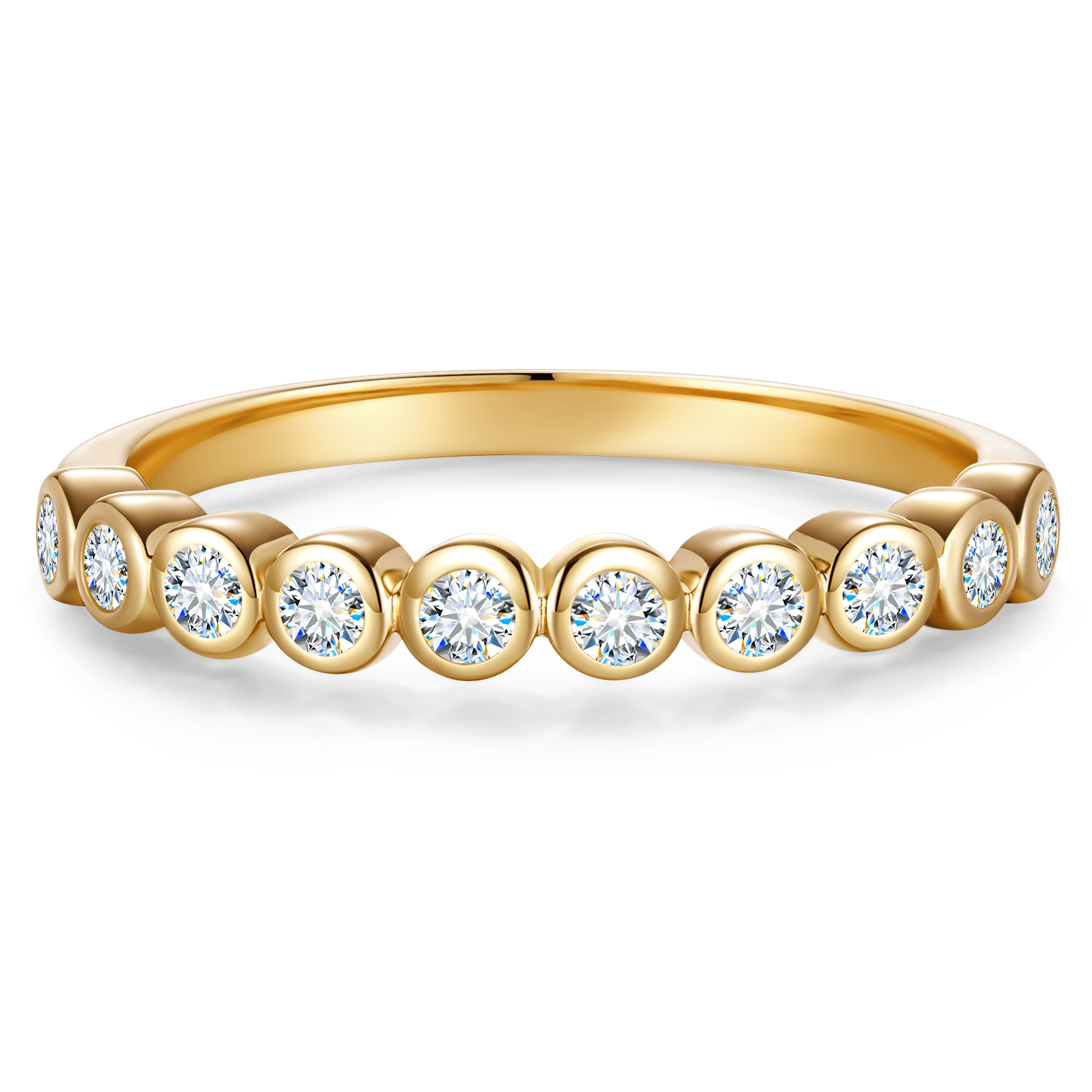 GENUINE LOVE Half-Eternity Wedding Ring - 0.35 Carat 14K Yellow Gold with Round Brillant Cut Lab-Grown Diamond