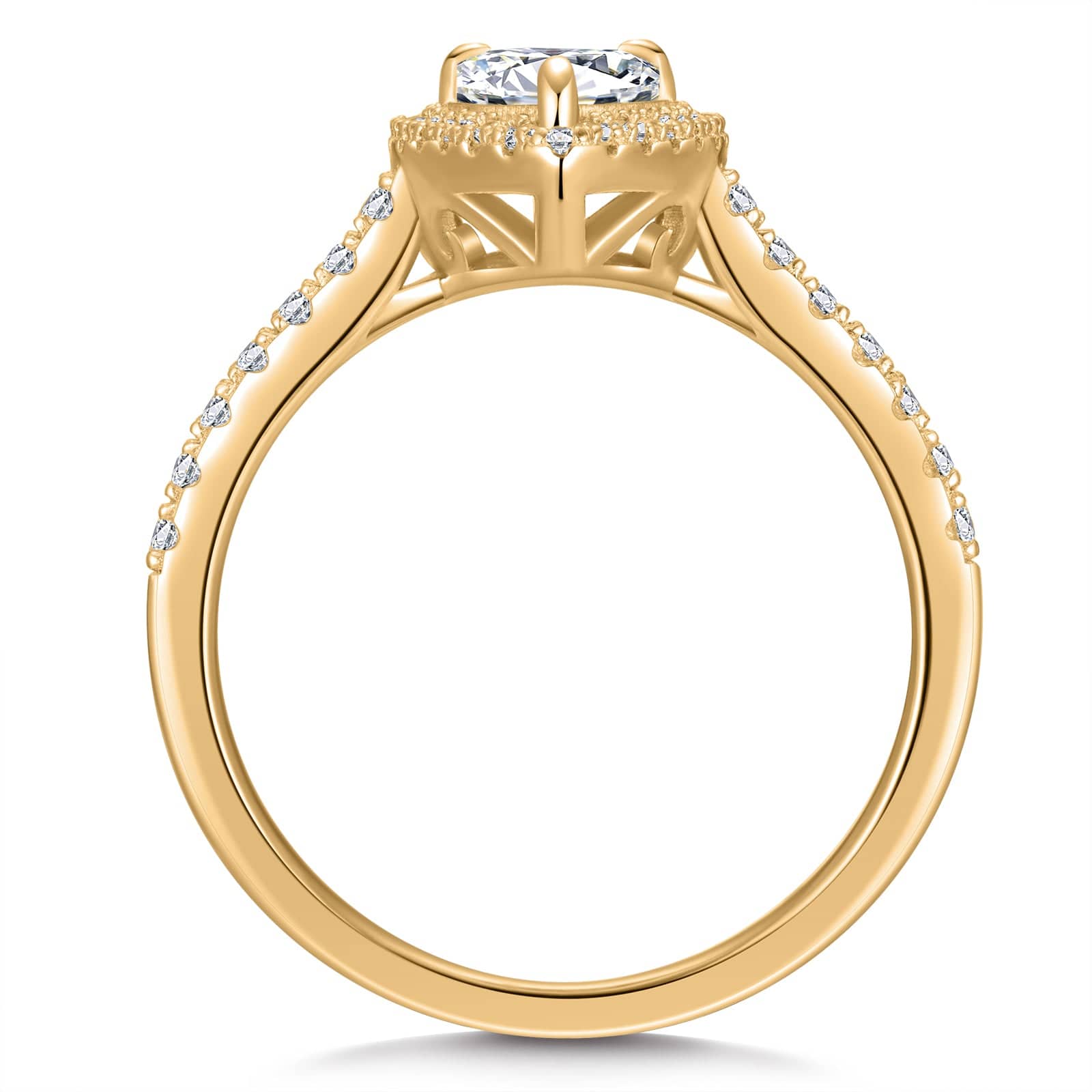 GENUINE LOVE Halo Engagement Ring - 1.01 Carat 14K Yellow Gold with a Pear Brillant Cut Lab-Grown Diamond