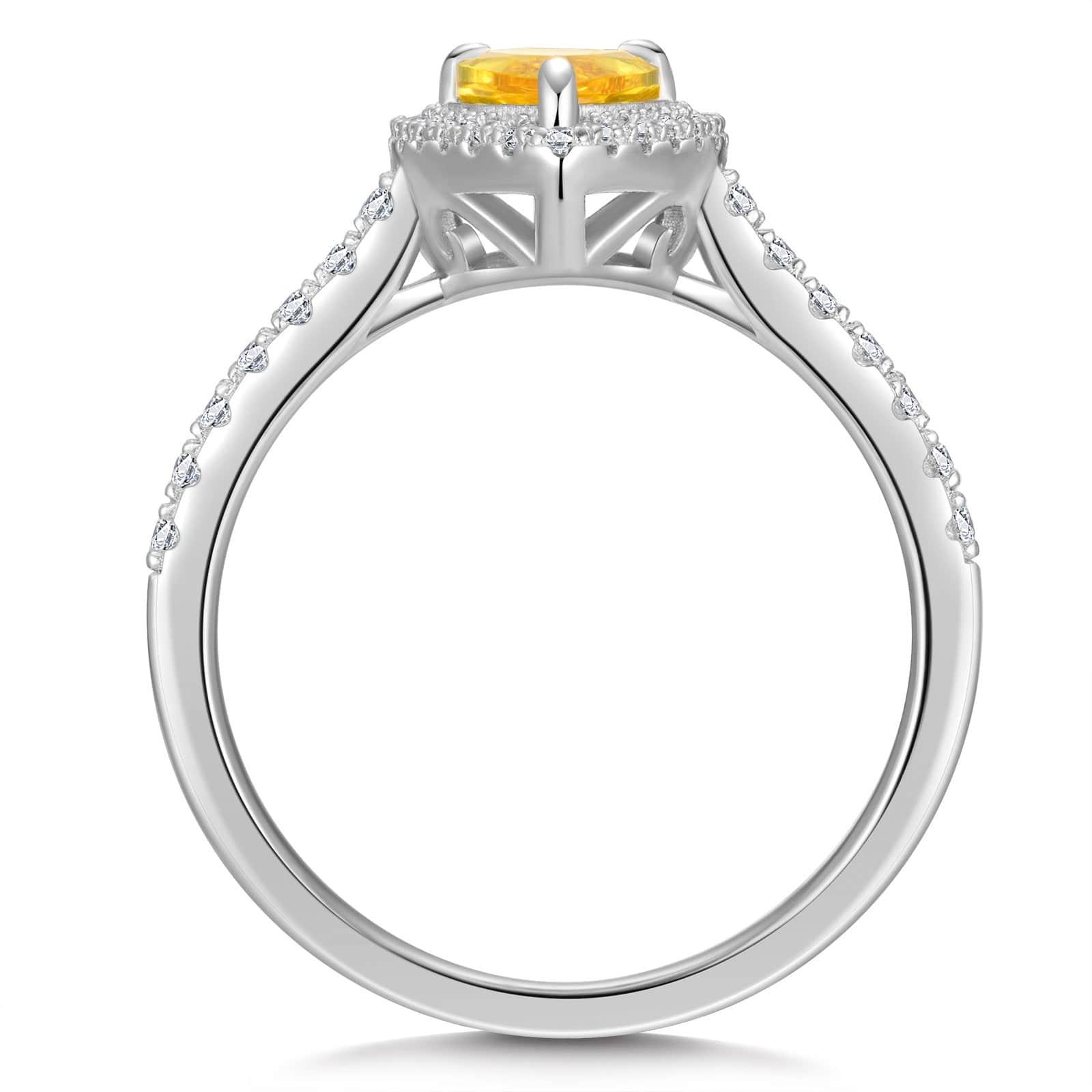 The Queen Halo Engagement Ring - 1.01 Carat 18K White Gold with a Pear Brillant Cut Lab-Grown Diamond