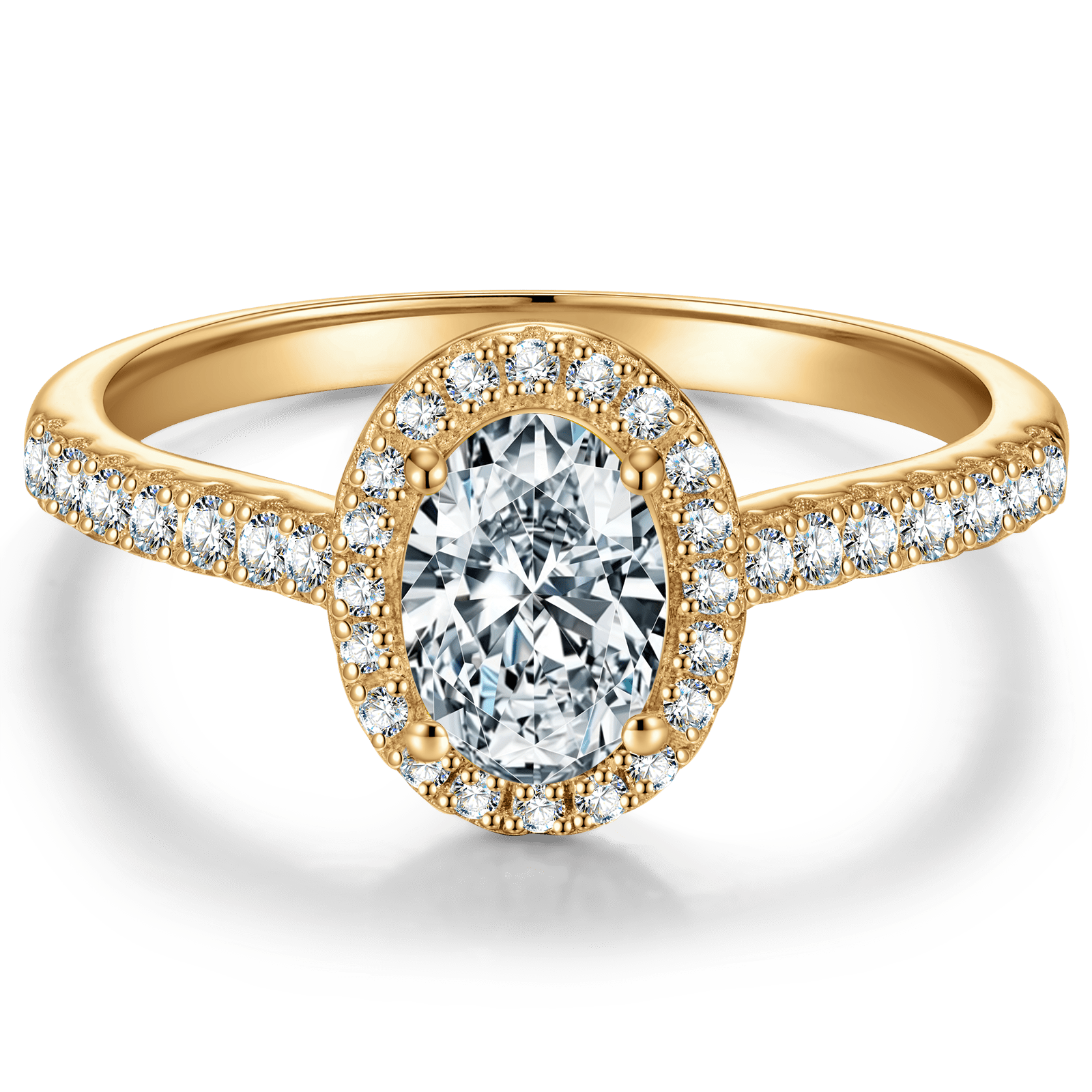 GENUINE LOVE Halo Engagement Ring - 1.01 Carat 14K Yellow Gold with a Oval Brillant Cut Lab-Grown Diamond