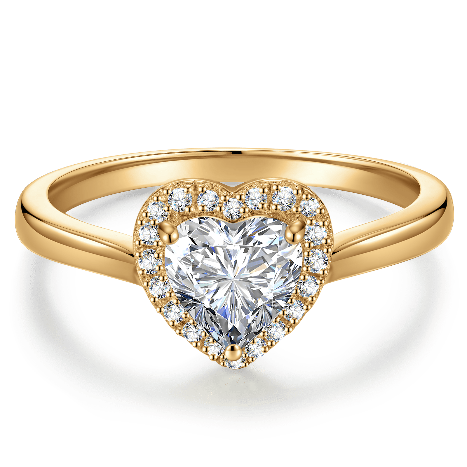 GENUINE LOVE Halo Engagement Ring - 1.00 Carat 14K Yellow Gold with a Heart Brillant Cut Lab-Grown Diamond