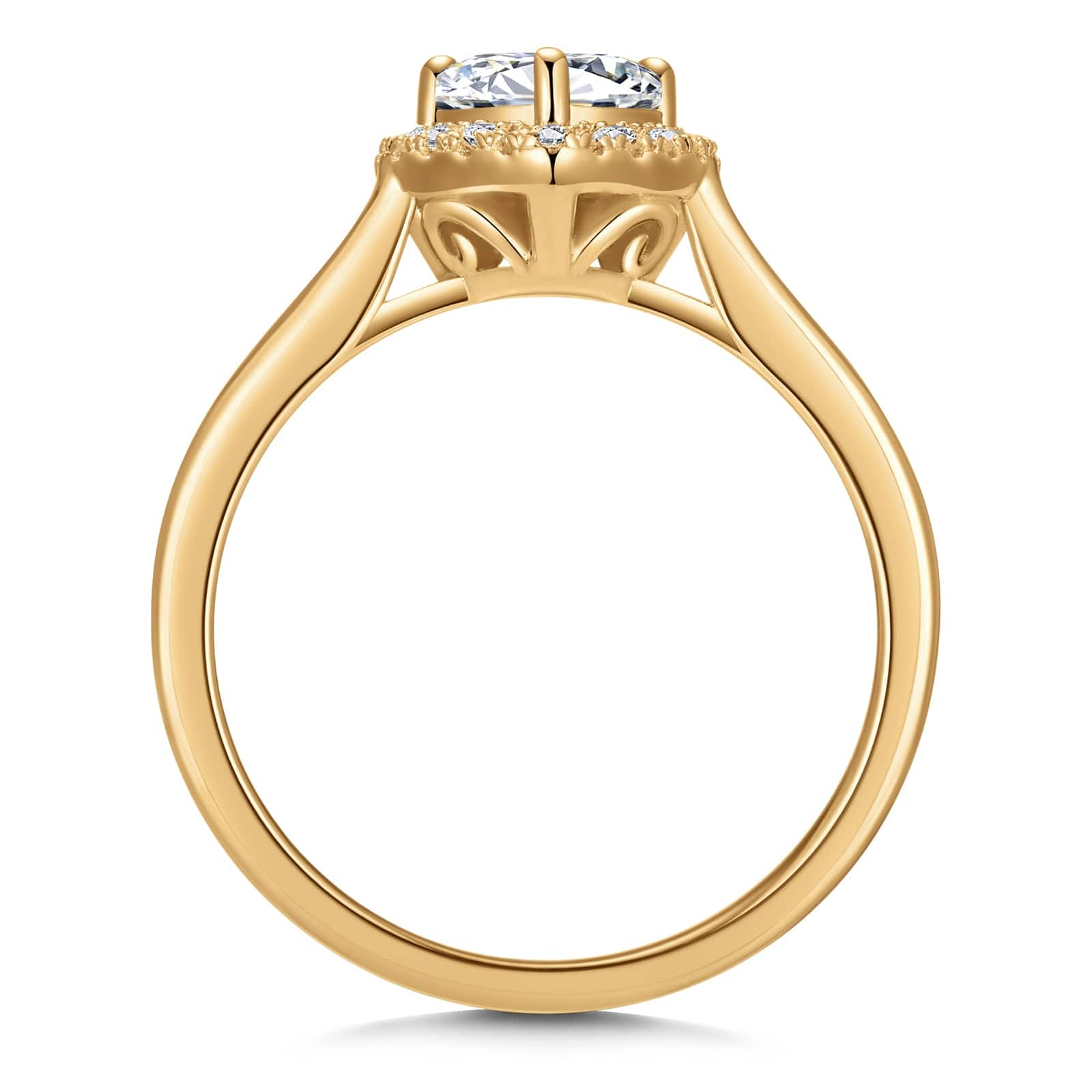 GENUINE LOVE Halo Engagement Ring - 1.00 Carat 14K Yellow Gold with a Heart Brillant Cut Lab-Grown Diamond