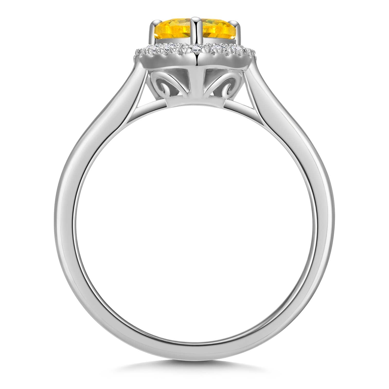 The Queen Halo Engagement Ring - 1.00 Carat 14K White Gold with a Heart Brillant Cut Lab-Grown Diamond