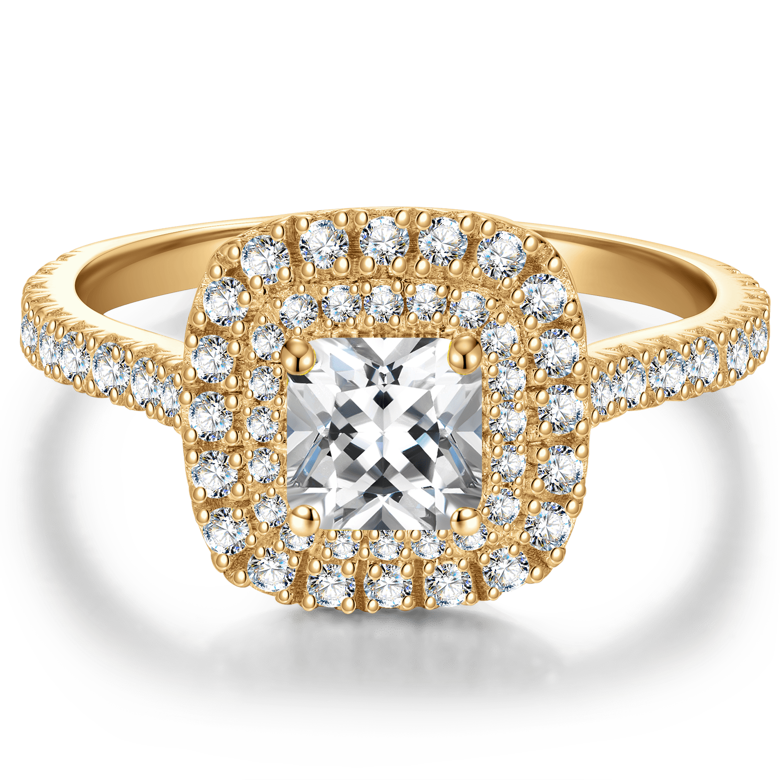 GENUINE LOVE Halo Engagement Ring - 1.00 Carat 18K Yellow Gold with a Asscher Cut Lab-Grown Diamond