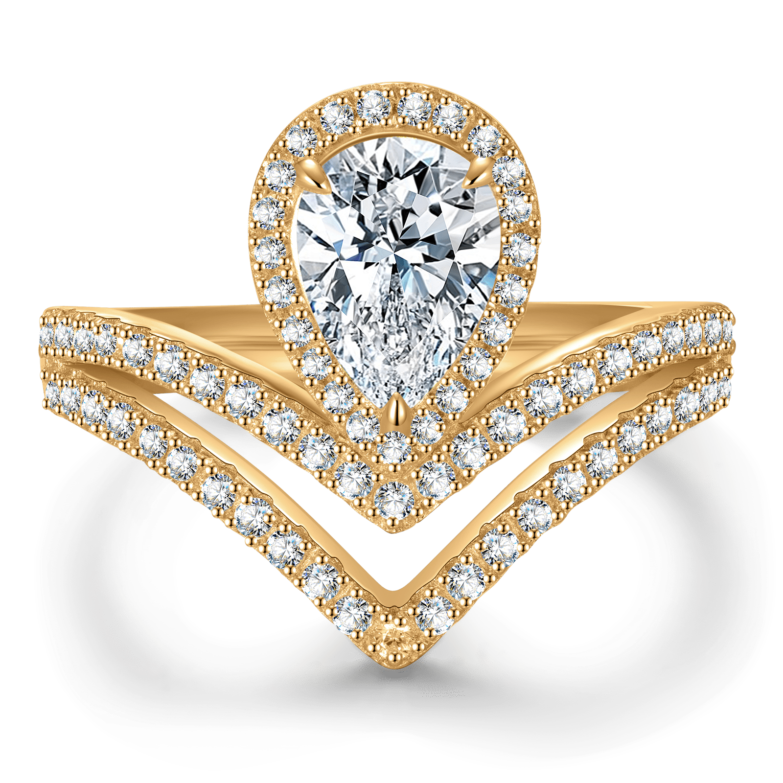 GENUINE LOVE Halo Engagement Ring - 1.01 Carat 18K Yellow Gold with a Pear Brilliant Cut Lab-Grown Diamond