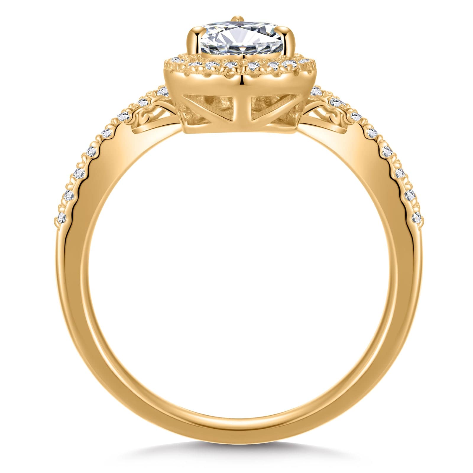 GENUINE LOVE Halo Engagement Ring - 1.01 Carat 18K Yellow Gold with a Pear Brilliant Cut Lab-Grown Diamond