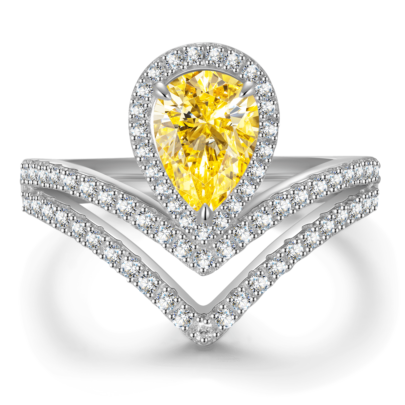 The Queen Halo Engagement Ring - 1.01 Carat 18K White Gold with a Pear Brilliant Cut Lab-Grown Diamond