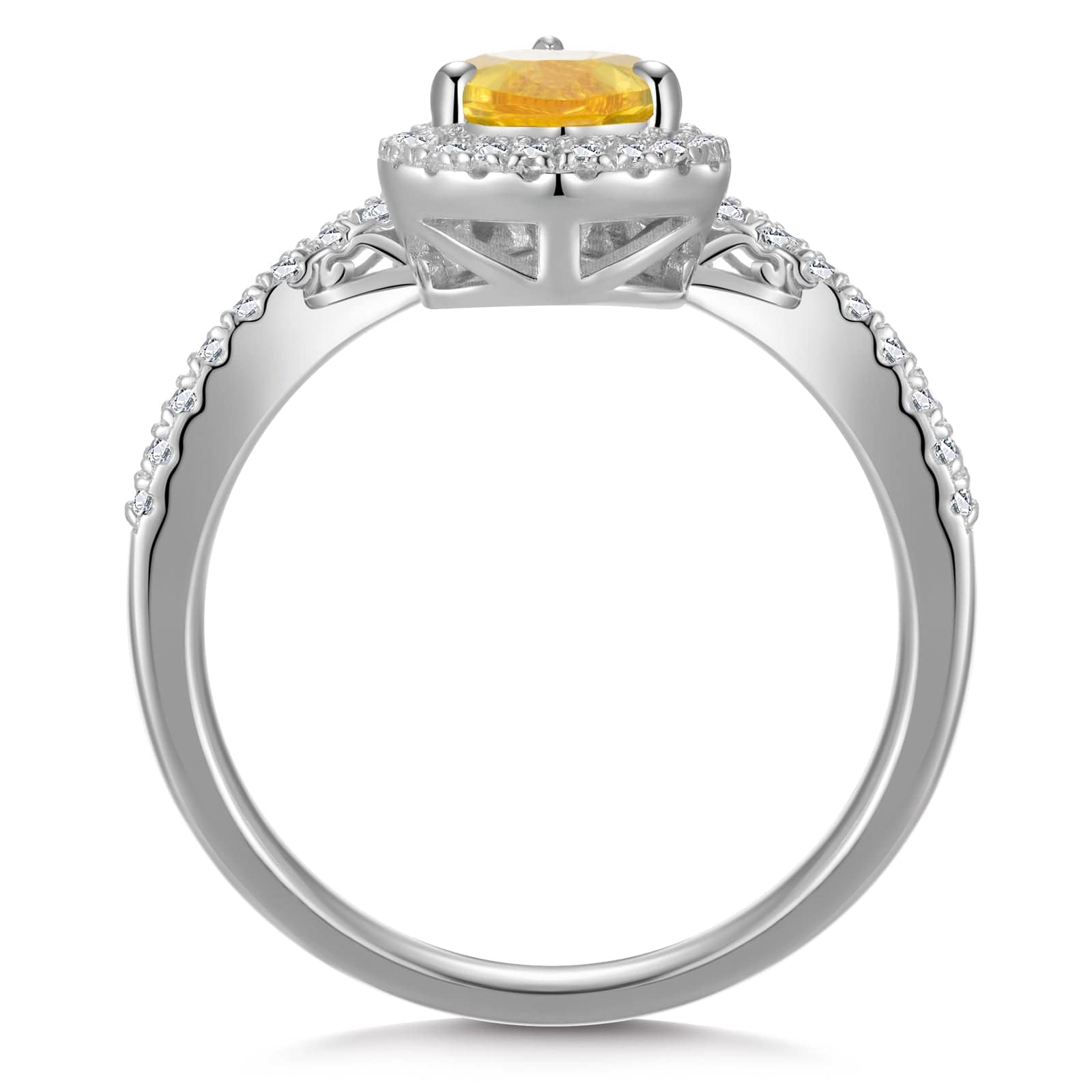 The Queen Halo Engagement Ring - 1.01 Carat 18K White Gold with a Pear Brilliant Cut Lab-Grown Diamond