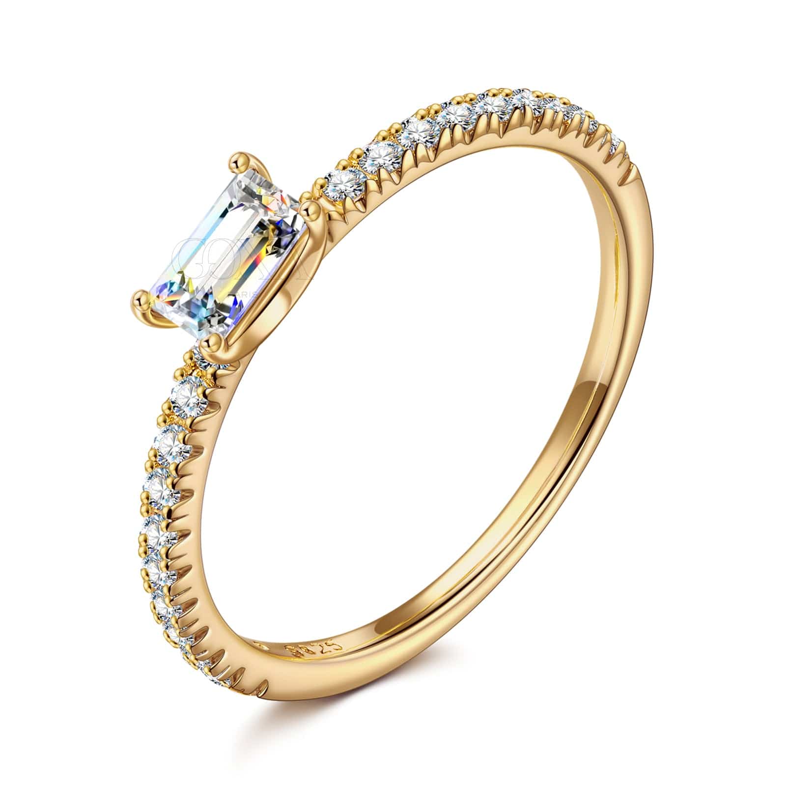 GENUINE LOVE Pave Engagement Ring - 0.50 Carat 10K Yellow Gold with a Radiant Cut Lab-Grown Diamond