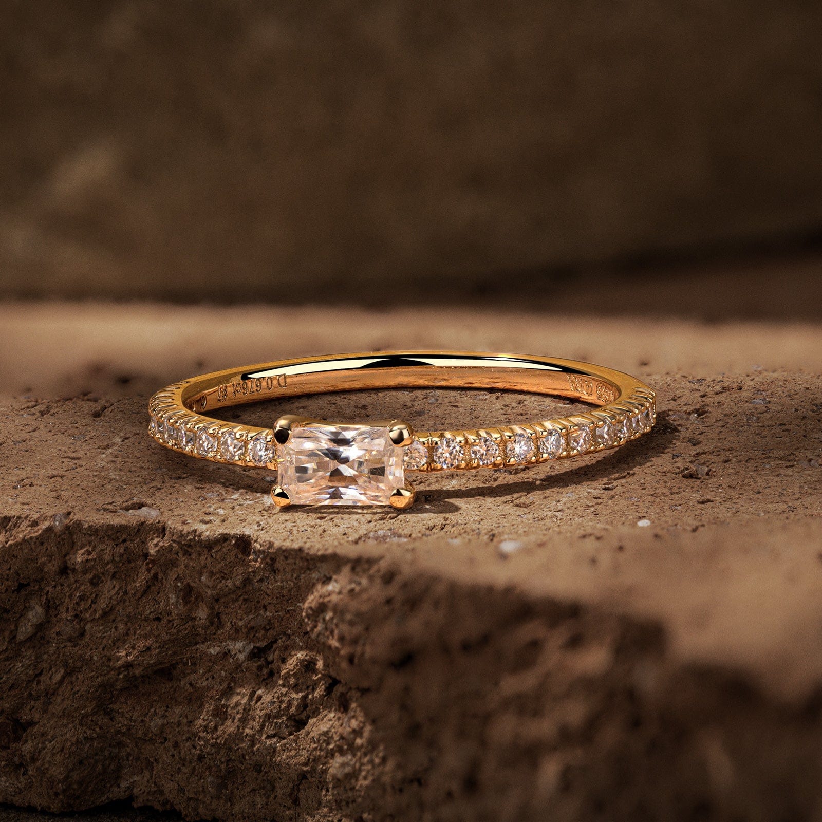 GENUINE LOVE Pave Engagement Ring - 0.50 Carat 10K Yellow Gold with a Radiant Cut Lab-Grown Diamond