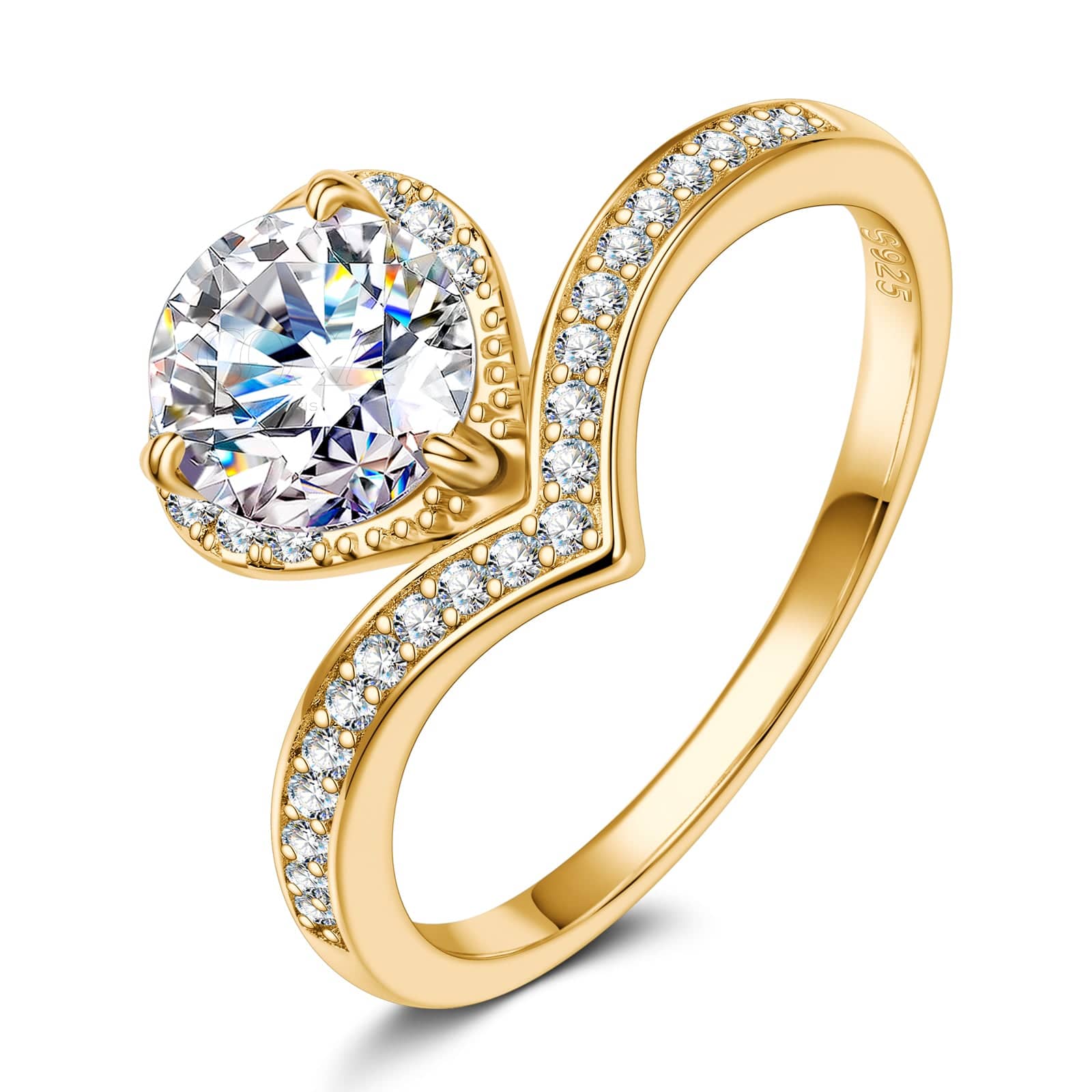 GENUINE LOVE Halo Engagement Ring - 1.00 Carat 10K Yellow Gold with a Round Brillant Cut Lab-Grown Diamond