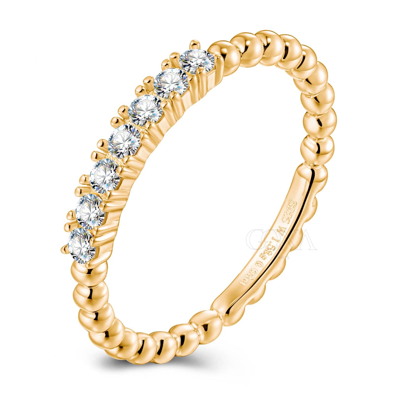 GENUINE LOVE Half-Eternity Wedding Ring - 0.245 Carat 10K Yellow Gold with Round Brillant Cut Lab-Grown Diamond