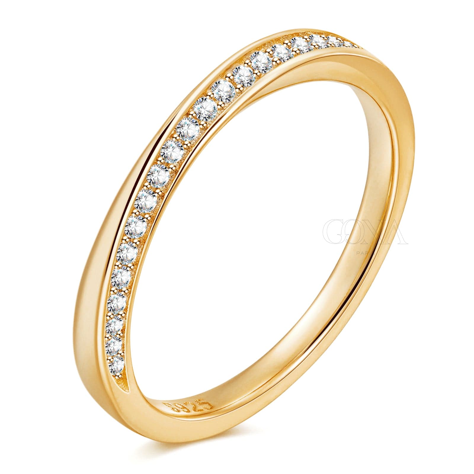 GENUINE LOVE Couple's Rings - 0.118 Carat 10K Yellow Gold Women's Ring with Round Brillant Cut Lab-Grown Diamond