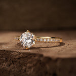 IGI Certified Lab-Grown Round Brilliant Cut Diamond - Hidden Halo Classic Engagement Ring 14K Yellow Gold Plated (Includes IGI Certification from International Gemological Institute)