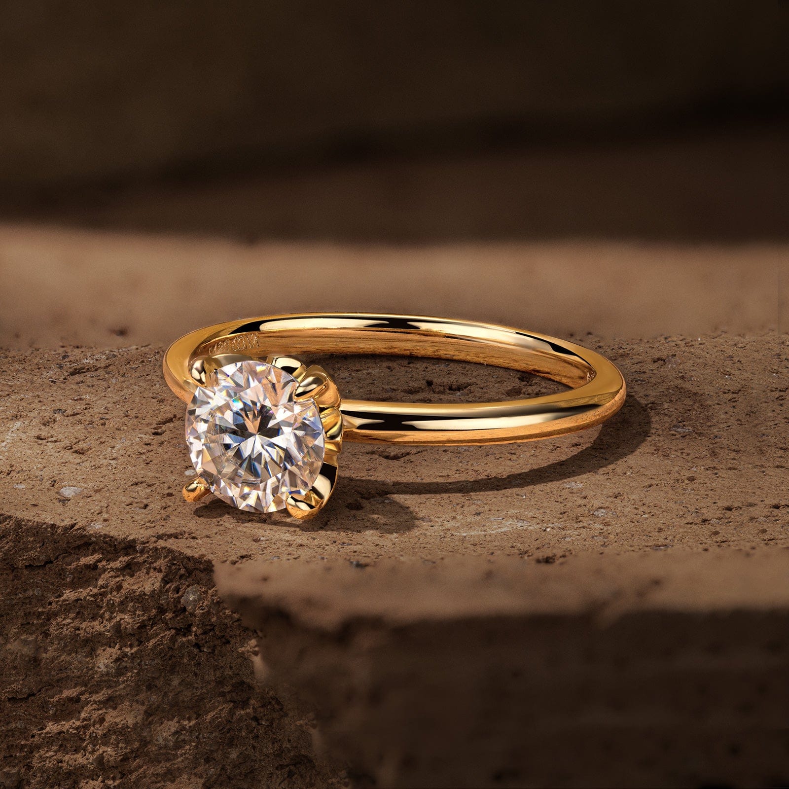 GENUINE LOVE Hidden Halo Engagement Ring - 1.00 Carat 18K Yellow Gold with a Round Brillant Cut Lab-Grown Diamond