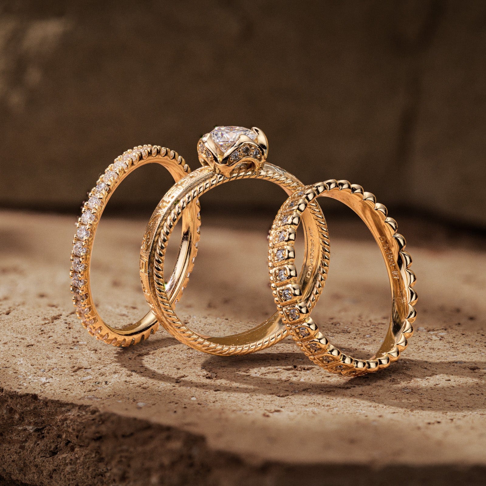 The Destiny Bridal Sets Engagement Rings - 1.00 Carat 14K Yellow Gold with a Round Brilliant Cut Lab-Grown Diamond