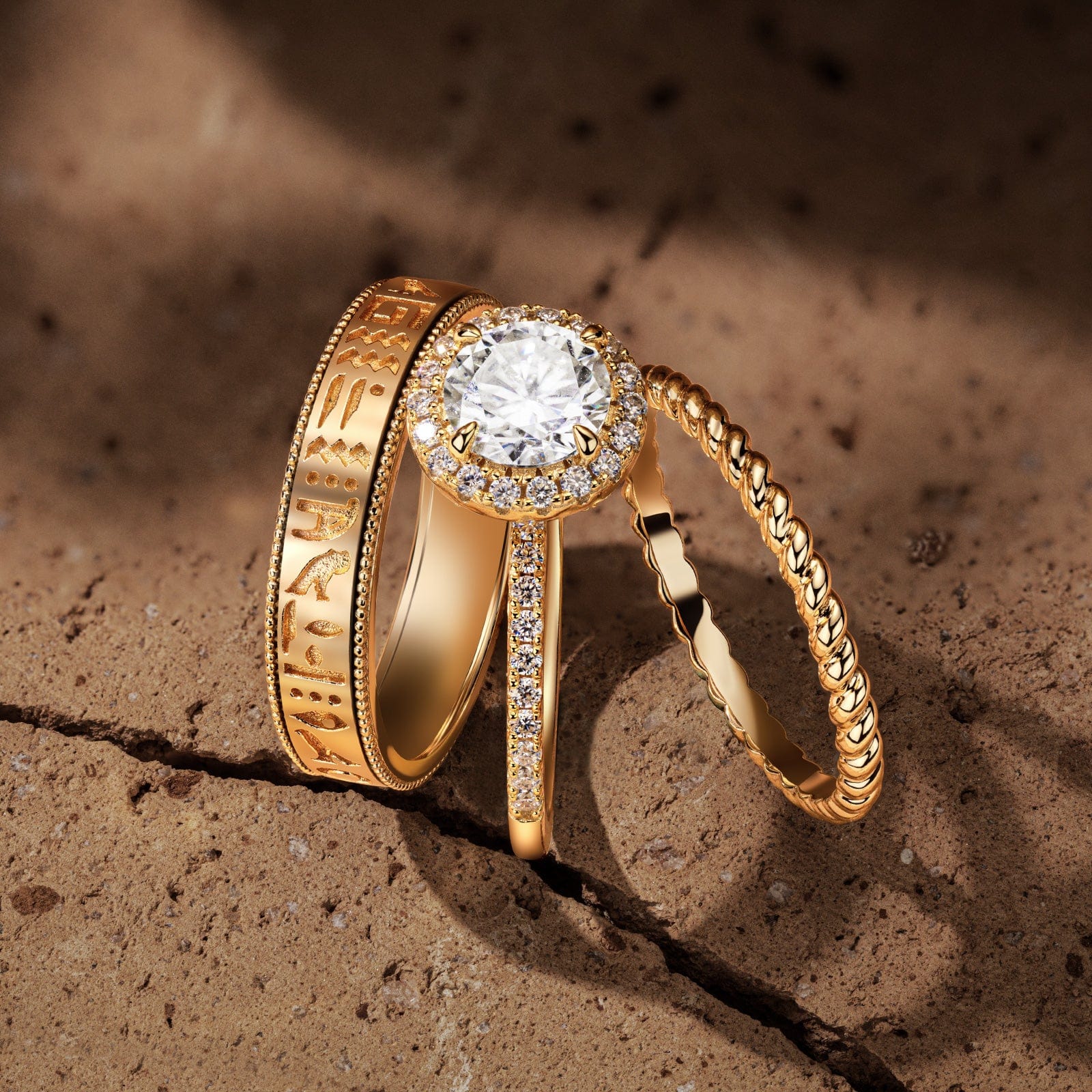 GENUINE LOVE Bridal Sets Engagement Rings - 1.00 Carat 14K Yellow Gold with a Round Brilliant Cut Lab-Grown Diamond