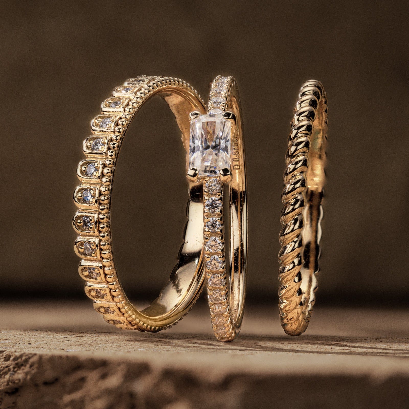 GENUINE LOVE Bridal Sets Engagement Rings - 0.50 Carat 14K Yellow Gold with a Radiant Cut Lab-Grown Diamond