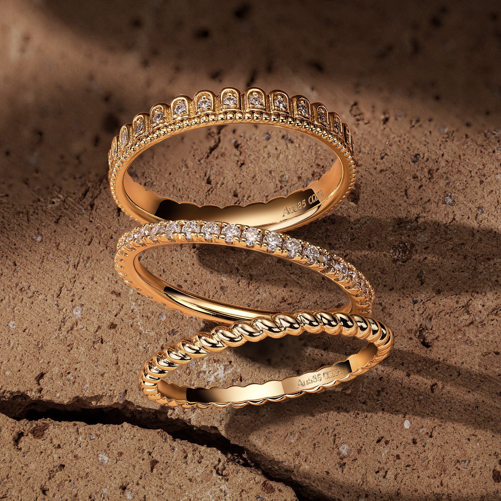 GENUINE LOVE Stackable Ring Sets - 0.712 Carat 14K Yellow Gold with Round Brillant Cut Lab-Grown Diamond