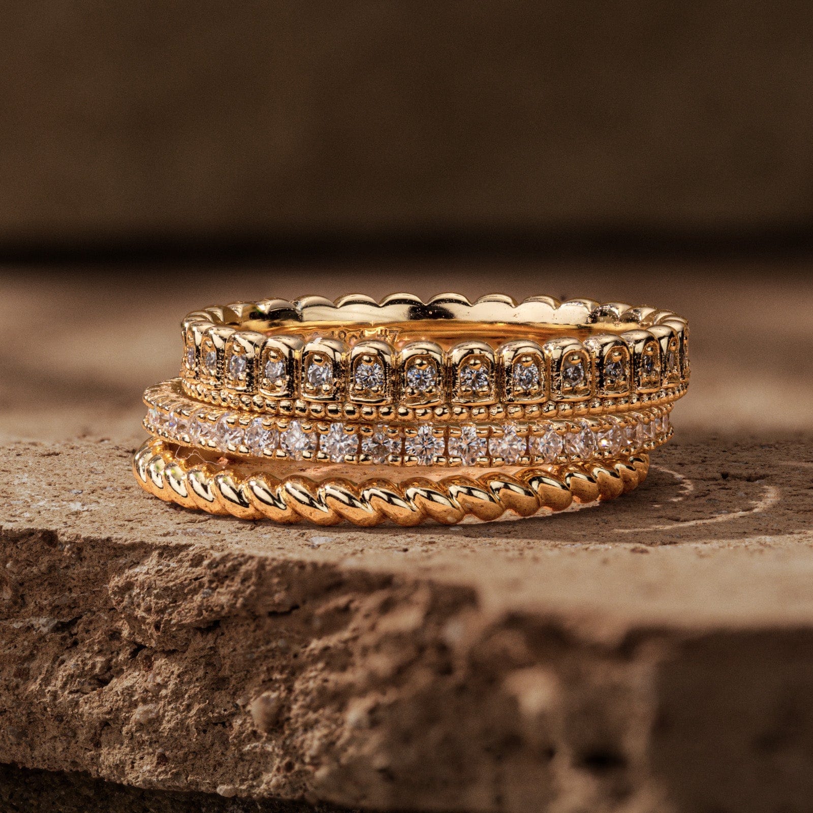 GENUINE LOVE Stackable Ring Sets - 0.712 Carat 14K Yellow Gold with Round Brillant Cut Lab-Grown Diamond