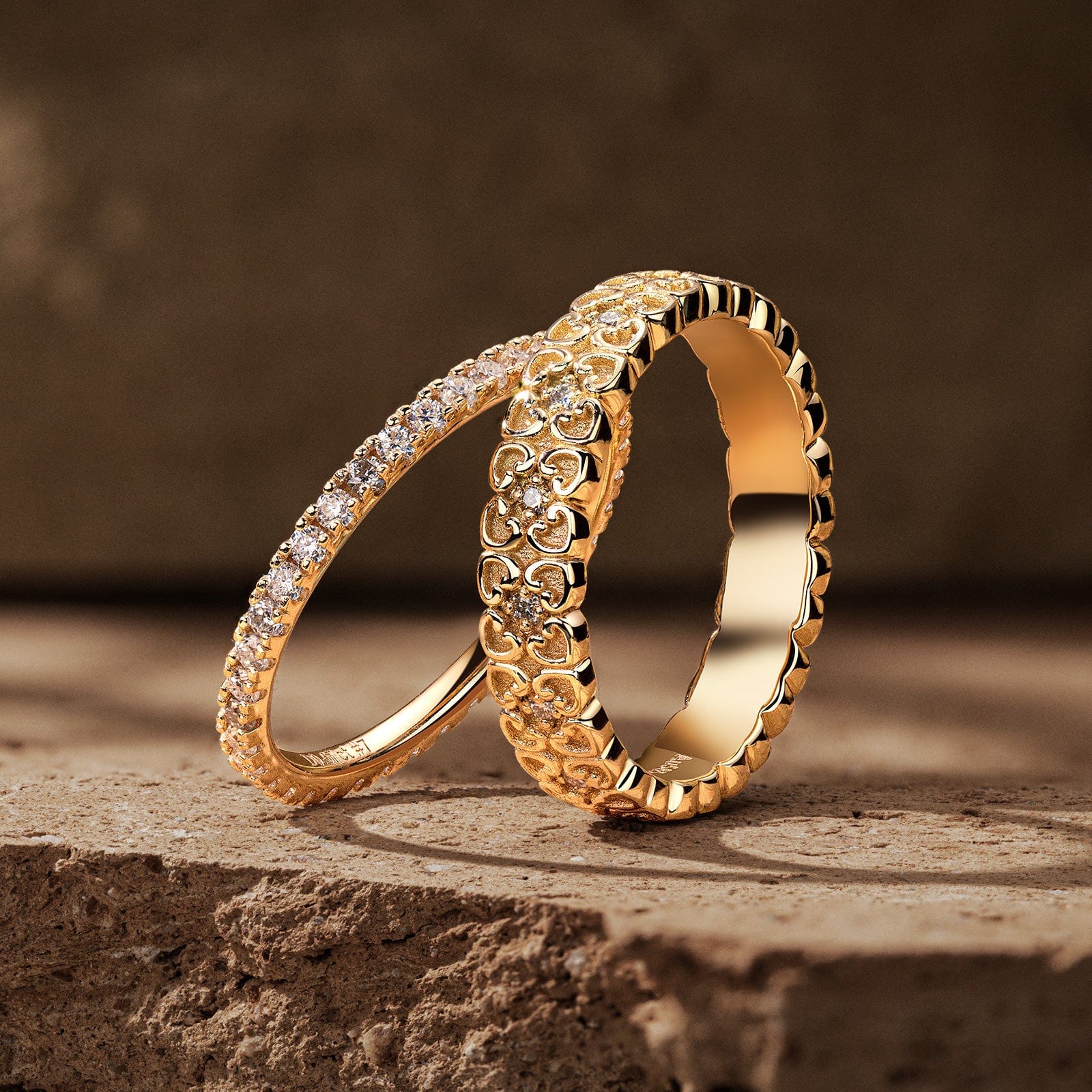 GENUINE LOVE Stackable Ring Sets - 0.74 Carat 14K Yellow Gold with Round Brillant Cut Lab-Grown Diamond