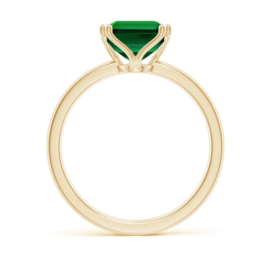 Lab-Grown Emerald-Cut Emerald - Solitaire Classic Engagement Ring 14K Yellow Gold