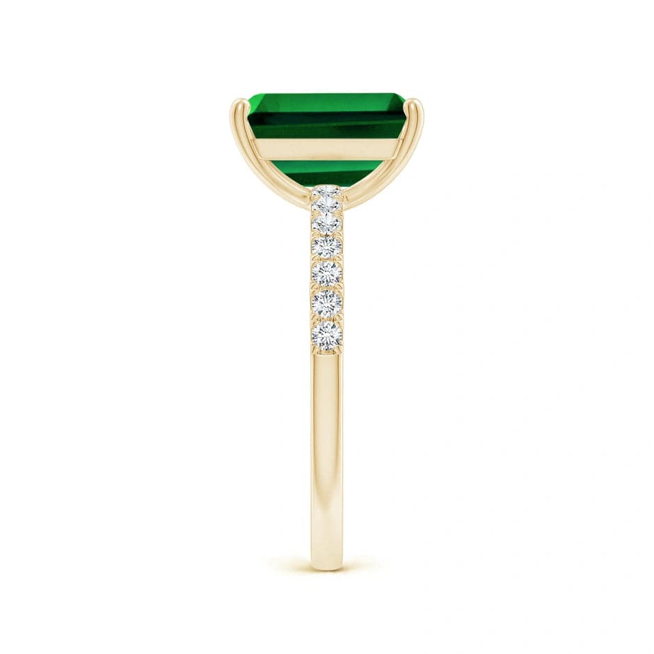 Lab-Grown Emerald-Cut Emerald - Pave Classic Engagement Ring 14K Yellow Gold