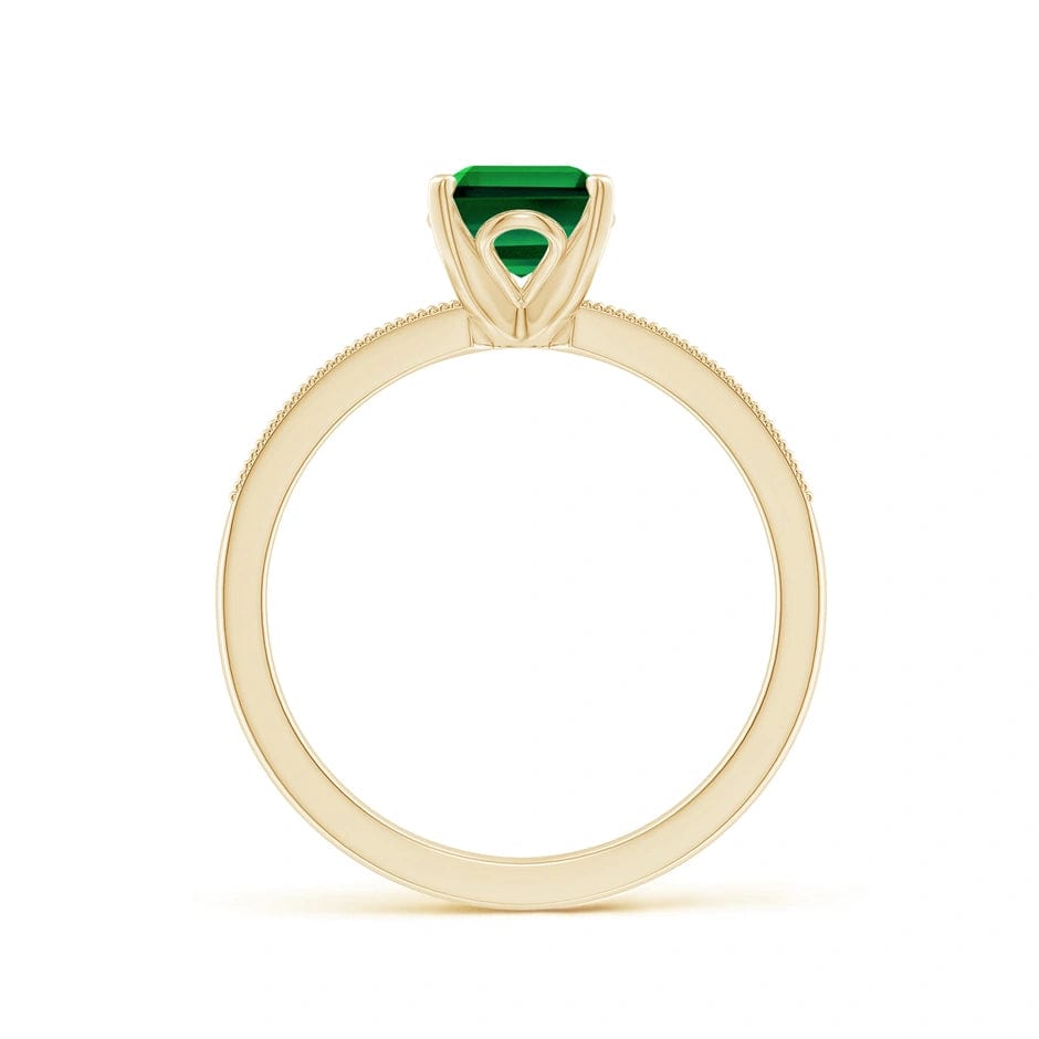 Lab-Grown Emerald-Cut Emerald - Pave Classic Engagement Ring 14K Yellow Gold