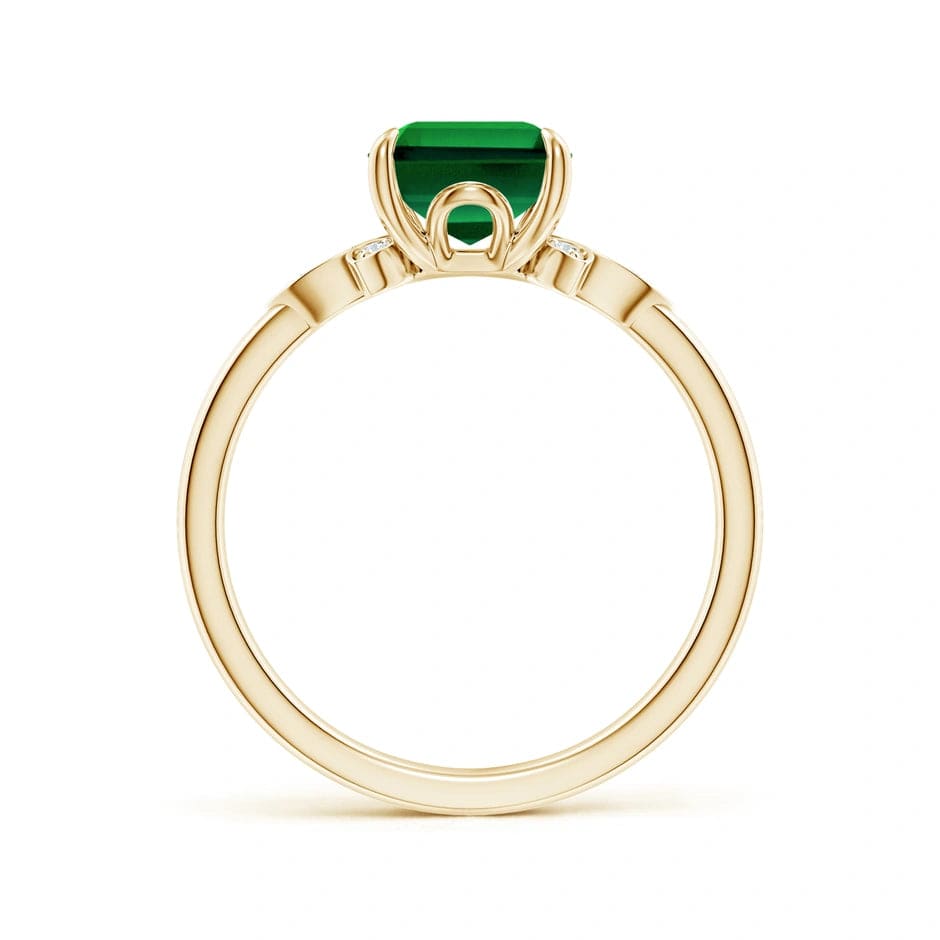 Lab-Grown Emerald-Cut Emerald - Pave Classic Engagement Ring 14K Yellow Gold