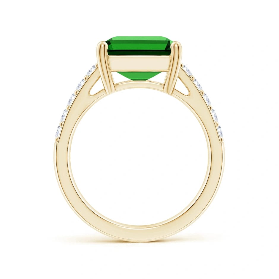 Lab-Grown Emerald-Cut Emerald - Pave Classic Engagement Ring 14K Yellow Gold