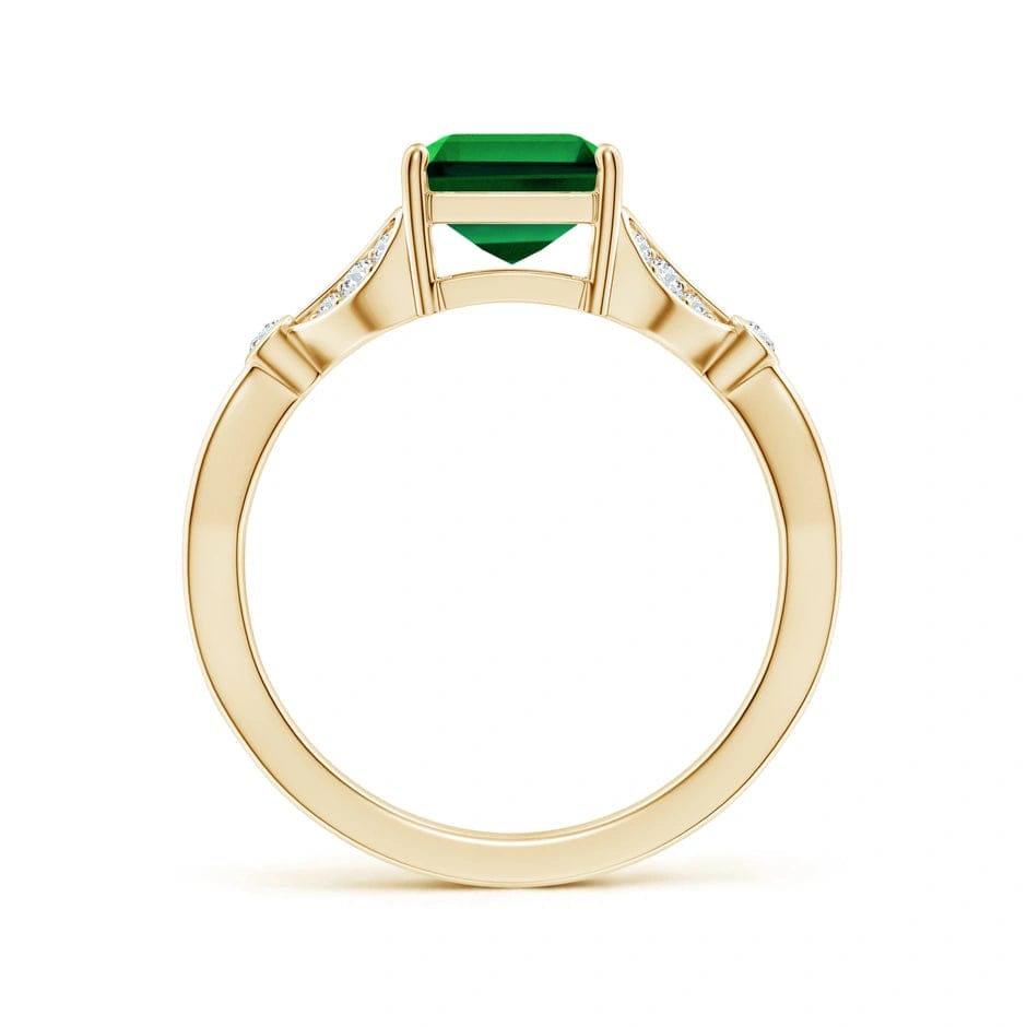 Lab-Grown Emerald-Cut Emerald - Pave Classic Engagement Ring 14K Yellow Gold