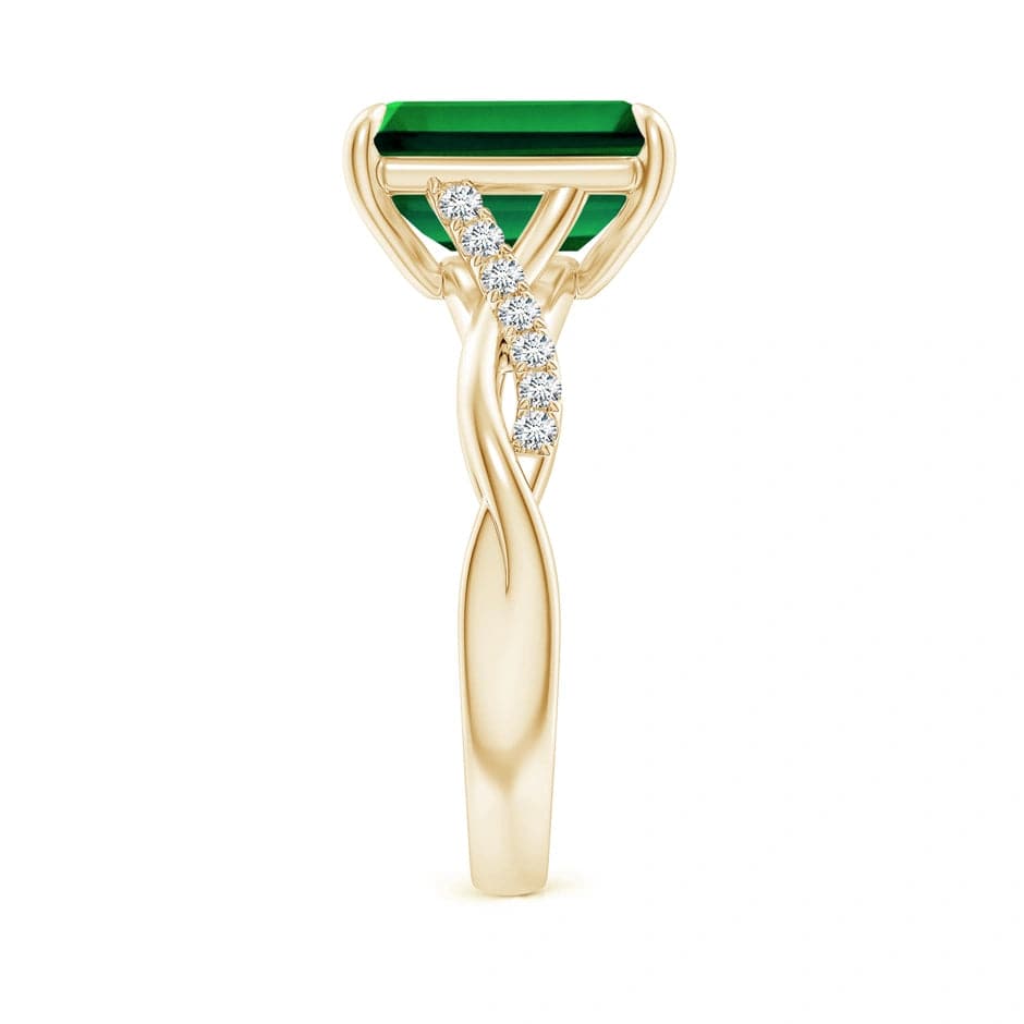 Lab-Grown Emerald-Cut Emerald - Pave Classic Engagement Ring 14K Yellow Gold