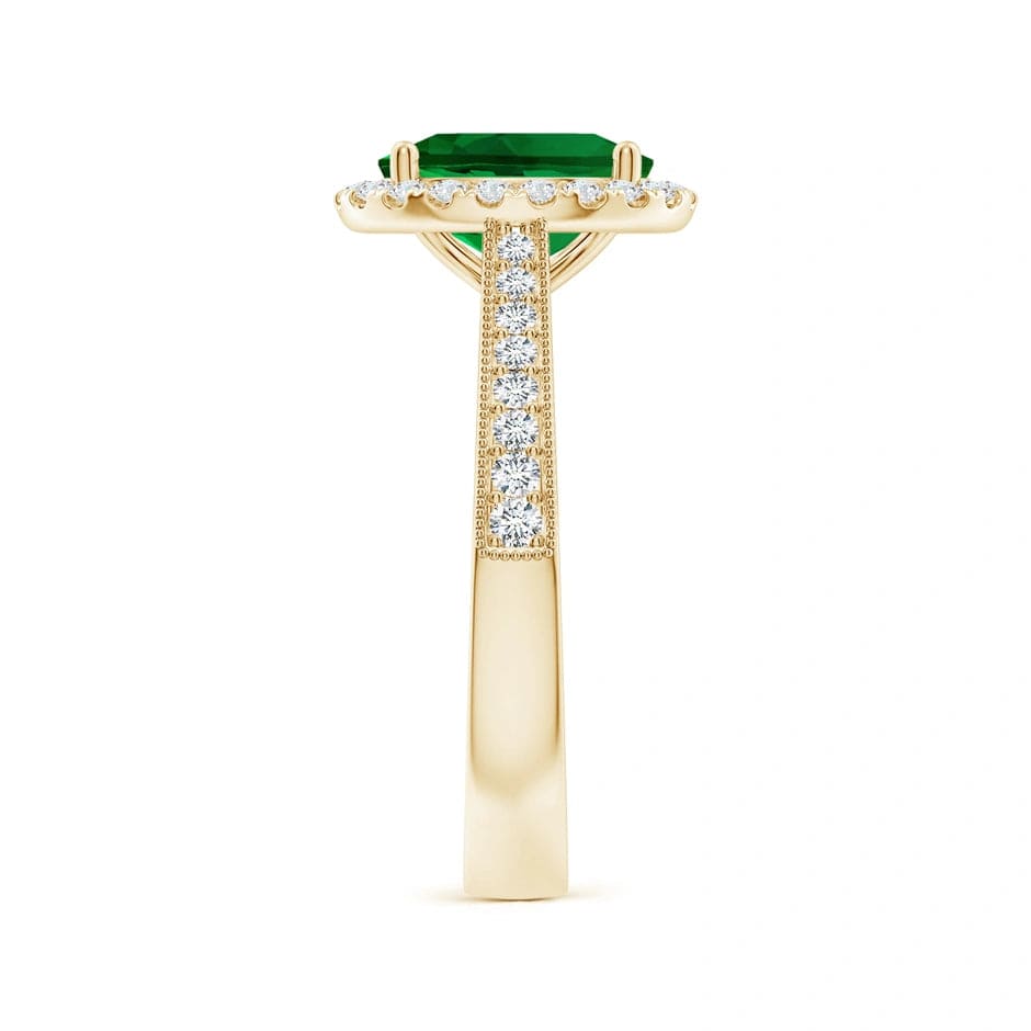 Lab-Grown Oval Brilliant Cut Emerald - Halo Classic Engagement Ring 14K Yellow Gold