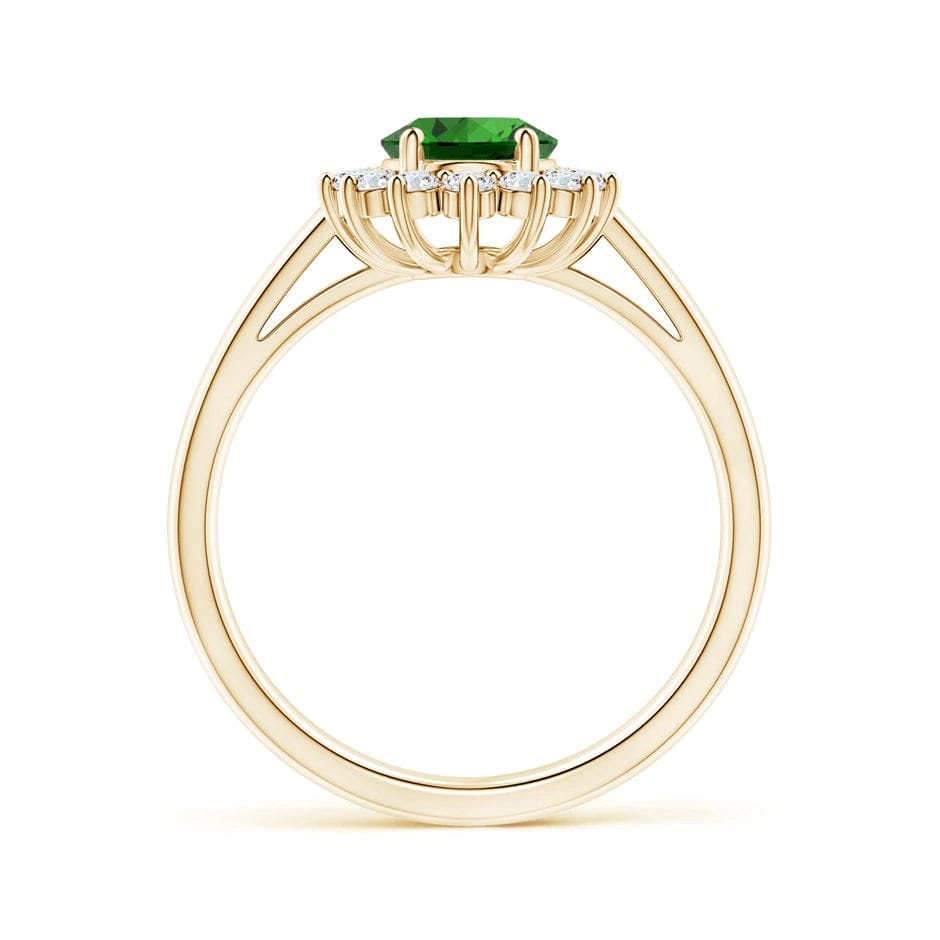 Lab-Grown Oval Brilliant Cut Emerald - Halo Classic Engagement Ring 14K Yellow Gold