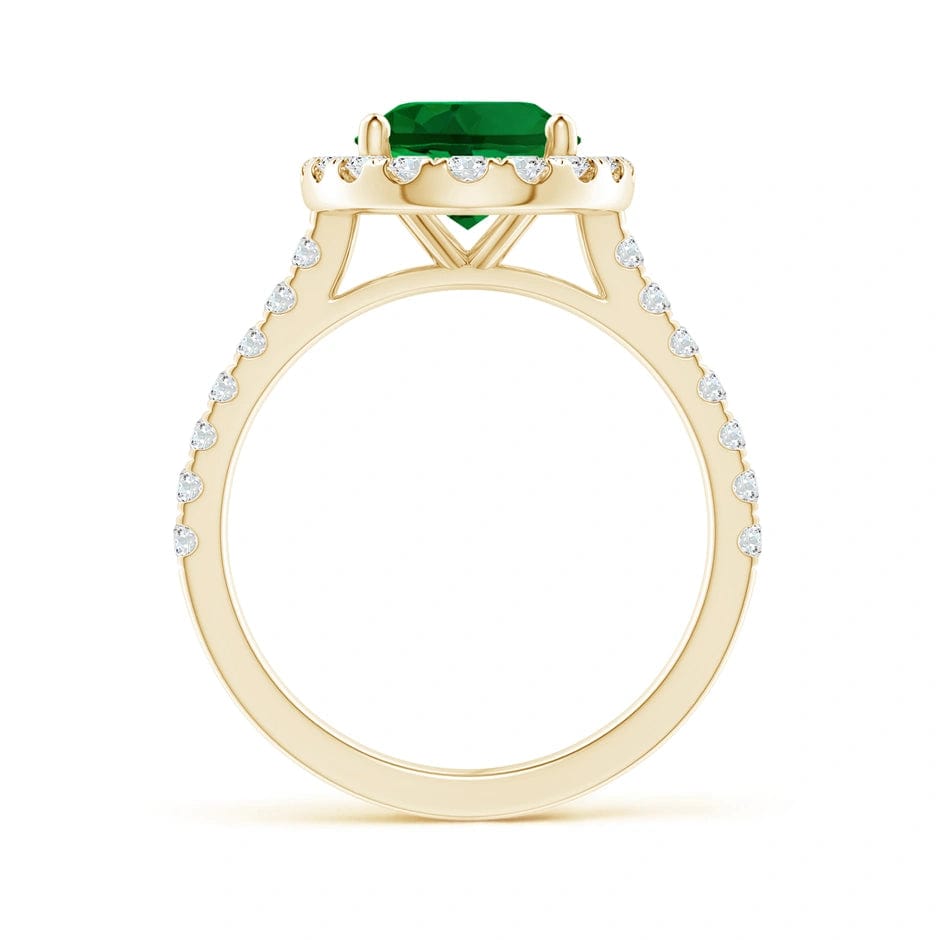 Lab-Grown Oval Brilliant Cut Emerald - Halo Classic Engagement Ring 14K Yellow Gold