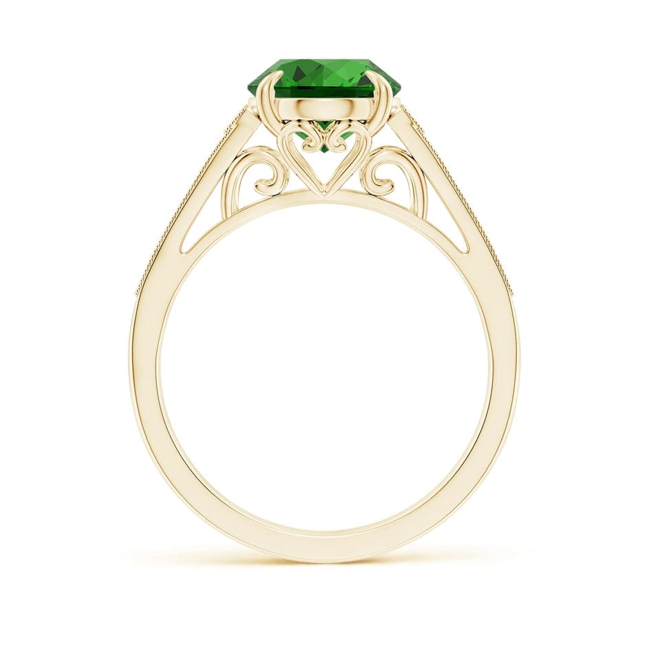 Lab-Grown Oval Brilliant Cut Emerald - Pave Classic Engagement Ring 14K Yellow Gold