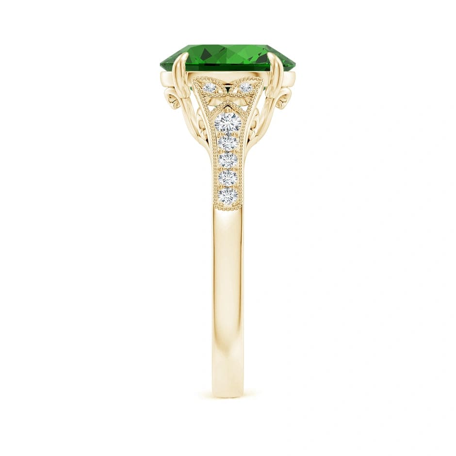 Lab-Grown Oval Brilliant Cut Emerald - Pave Classic Engagement Ring 14K Yellow Gold