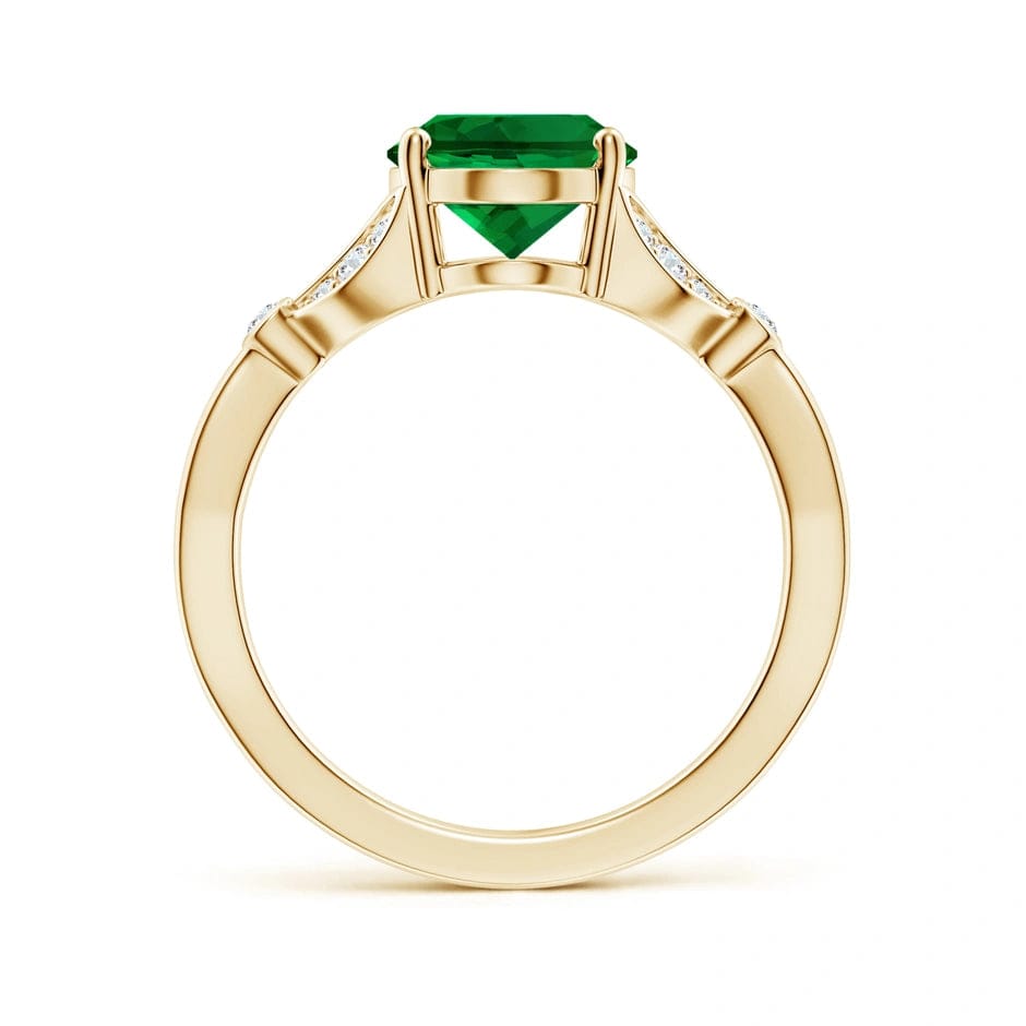 Lab-Grown Oval Brilliant Cut Emerald - Pave Classic Engagement Ring 14K Yellow Gold