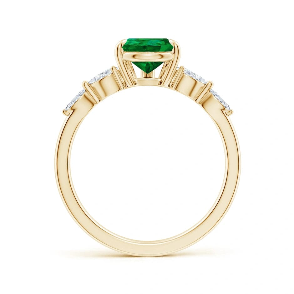 Lab-Grown Pear Brilliant Cut Emerald - Pave Classic Engagement Ring 14K Yellow Gold