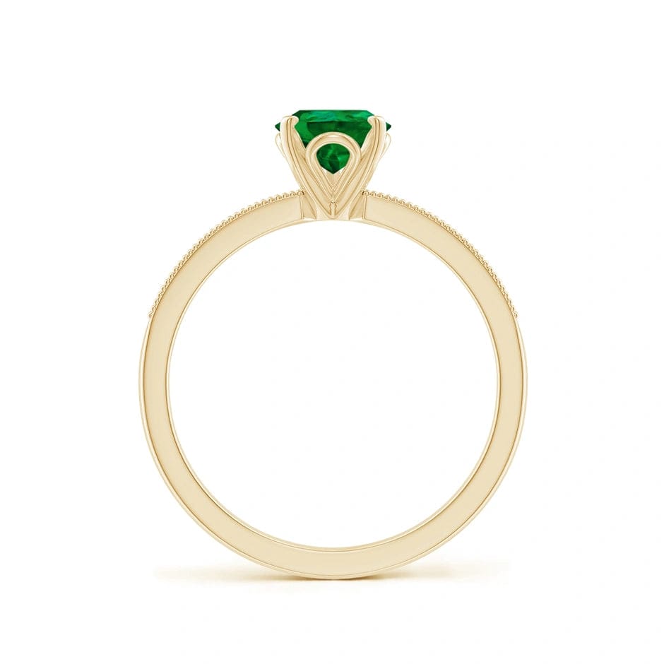 Lab-Grown Pear Brilliant Cut Emerald - Pave Classic Engagement Ring 14K Yellow Gold