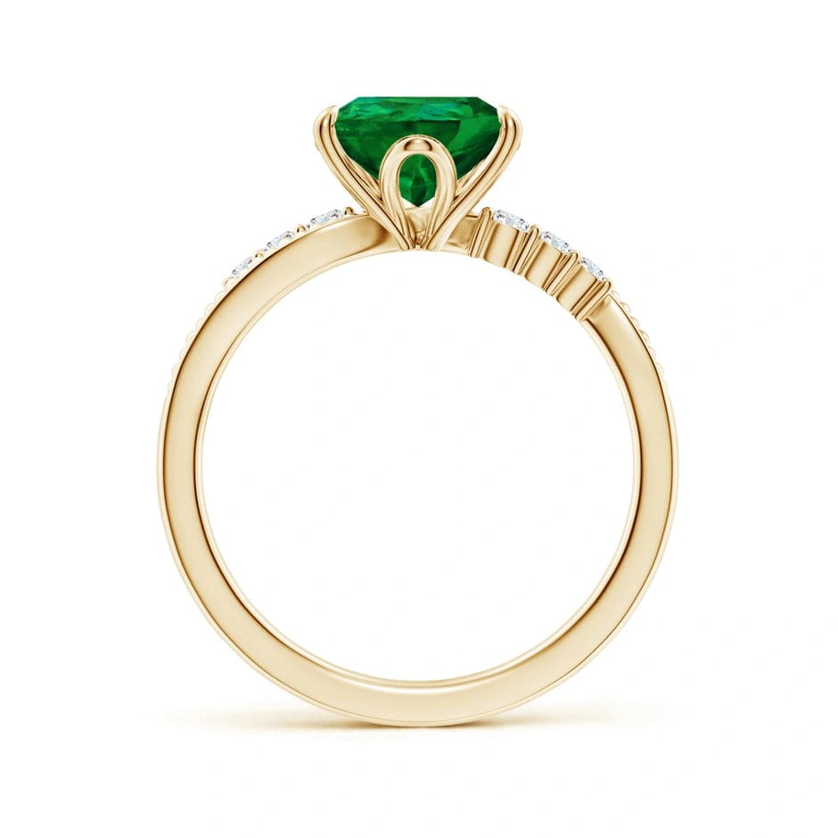 Lab-Grown Pear Brilliant Cut Emerald - Pave Classic Engagement Ring 14K Yellow Gold