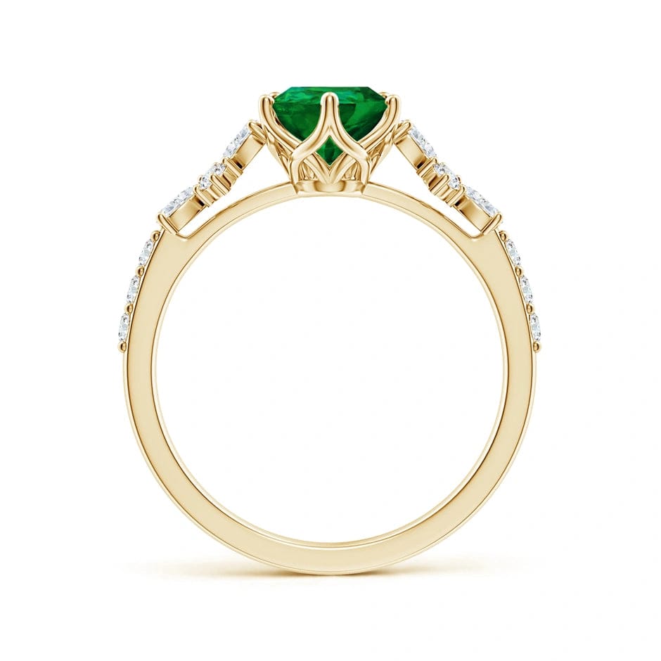 Lab-Grown Pear Brilliant Cut Emerald - Pave Classic Engagement Ring 14K Yellow Gold