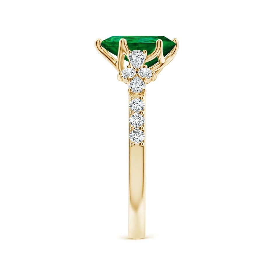 Lab-Grown Pear Brilliant Cut Emerald - Pave Classic Engagement Ring 14K Yellow Gold