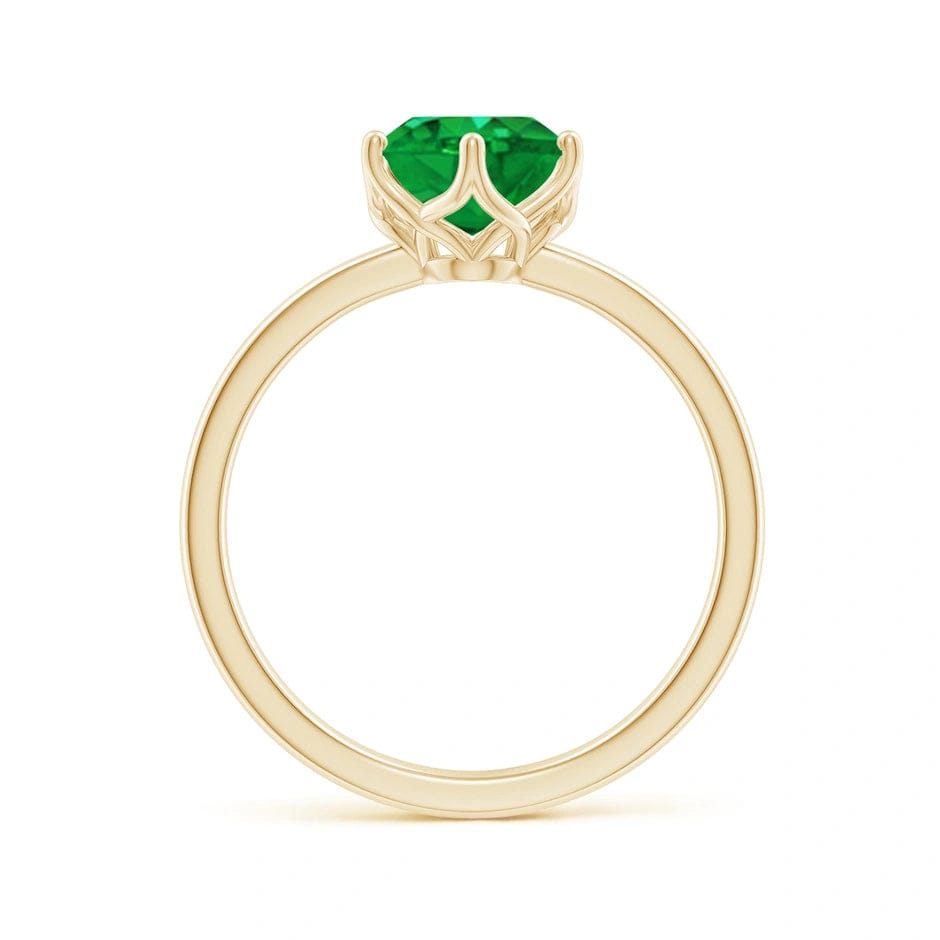 Lab-Grown Oval Brilliant Cut Emerald - Solitaire Classic Engagement Ring 14K Yellow Gold