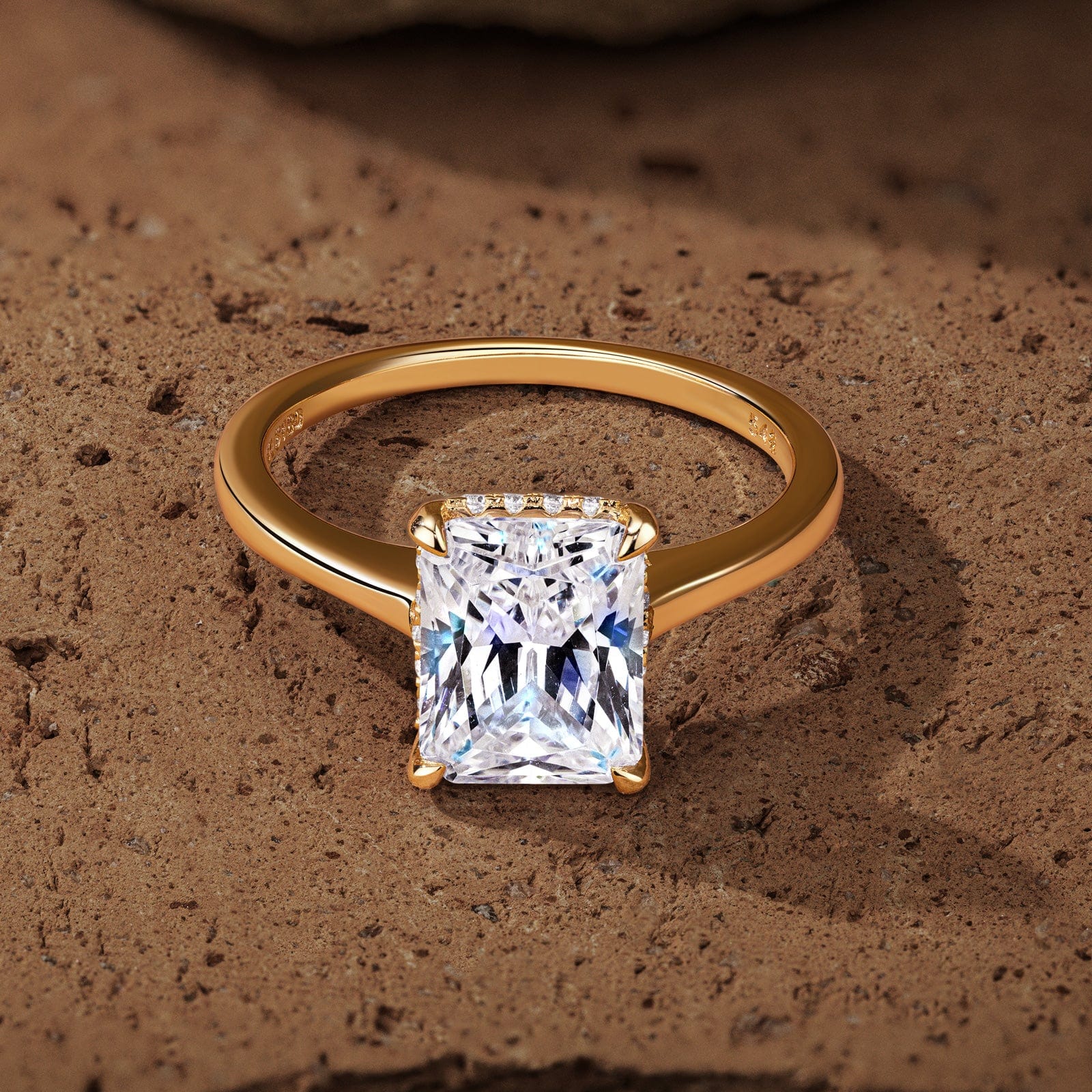 GENUINE LOVE Solitaire Engagement Ring - 2.00 Carat 9K Yellow Gold with a Radiant Cut Lab-Grown Moissanite