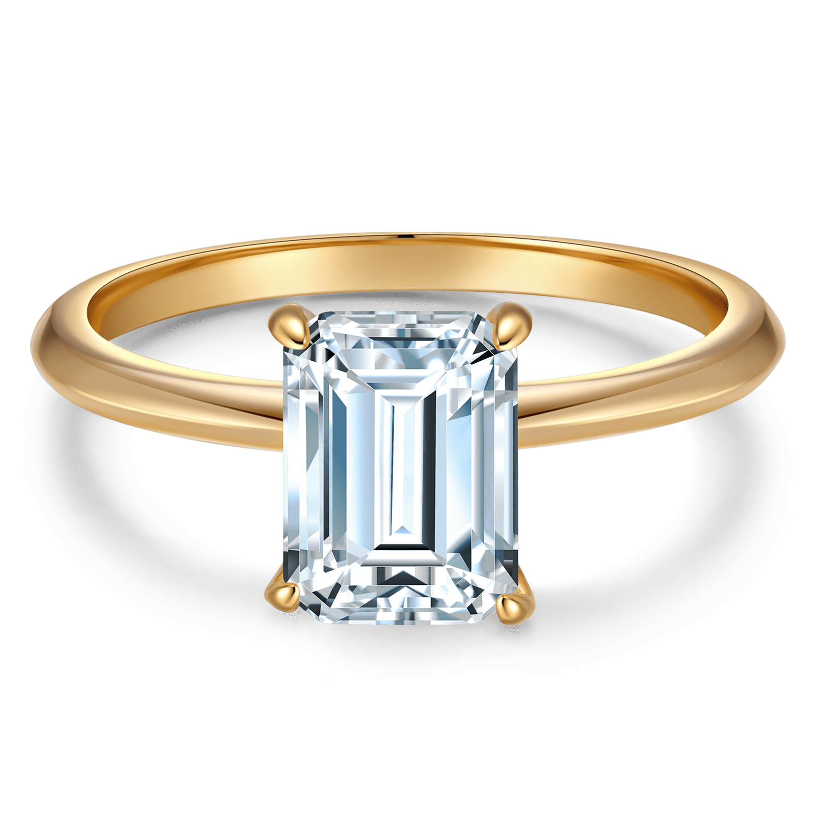 GENUINE LOVE Solitaire Engagement Ring - 2.00 Carat 9K Yellow Gold with a Emerald Cut Lab-Grown Moissanite