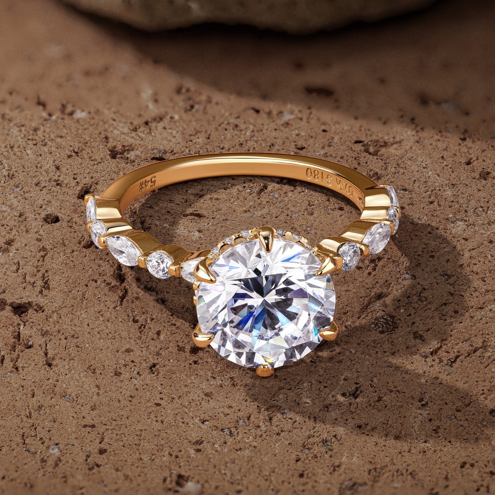 GENUINE LOVE Pave Engagement Ring - 3.50 Carat 9K Yellow Gold with a Round Brilliant Cut Lab-Grown Moissanite