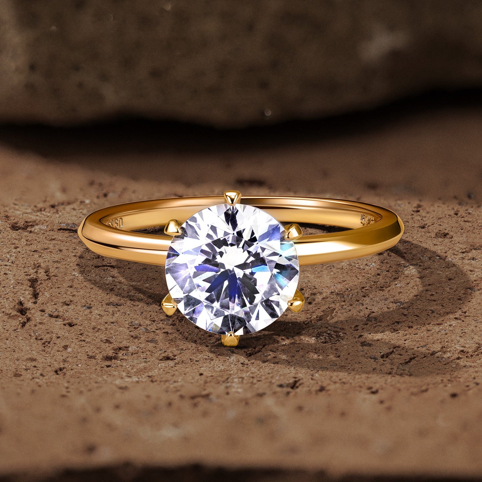 GENUINE LOVE Solitaire Engagement Ring - 9K Yellow Gold with a Round Brilliant Cut Lab-Grown Moissanite